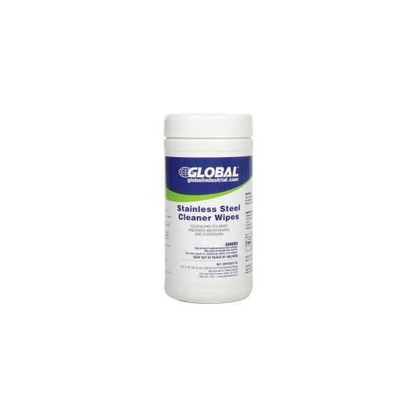 Global Equipment Stainless Steel Cleaner Wipes 40 Wipes/Canister 6 Canisters/Case 1549GL - main